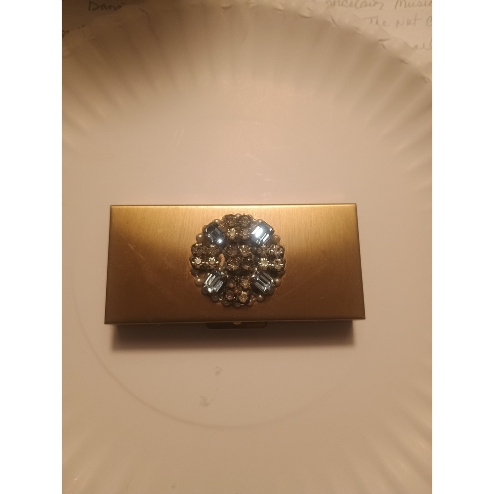 Vintage Wiesner/Rosalite Jewelry Box MOP Pearl Rhinestone Trinket Storage - Picture 2 of 3